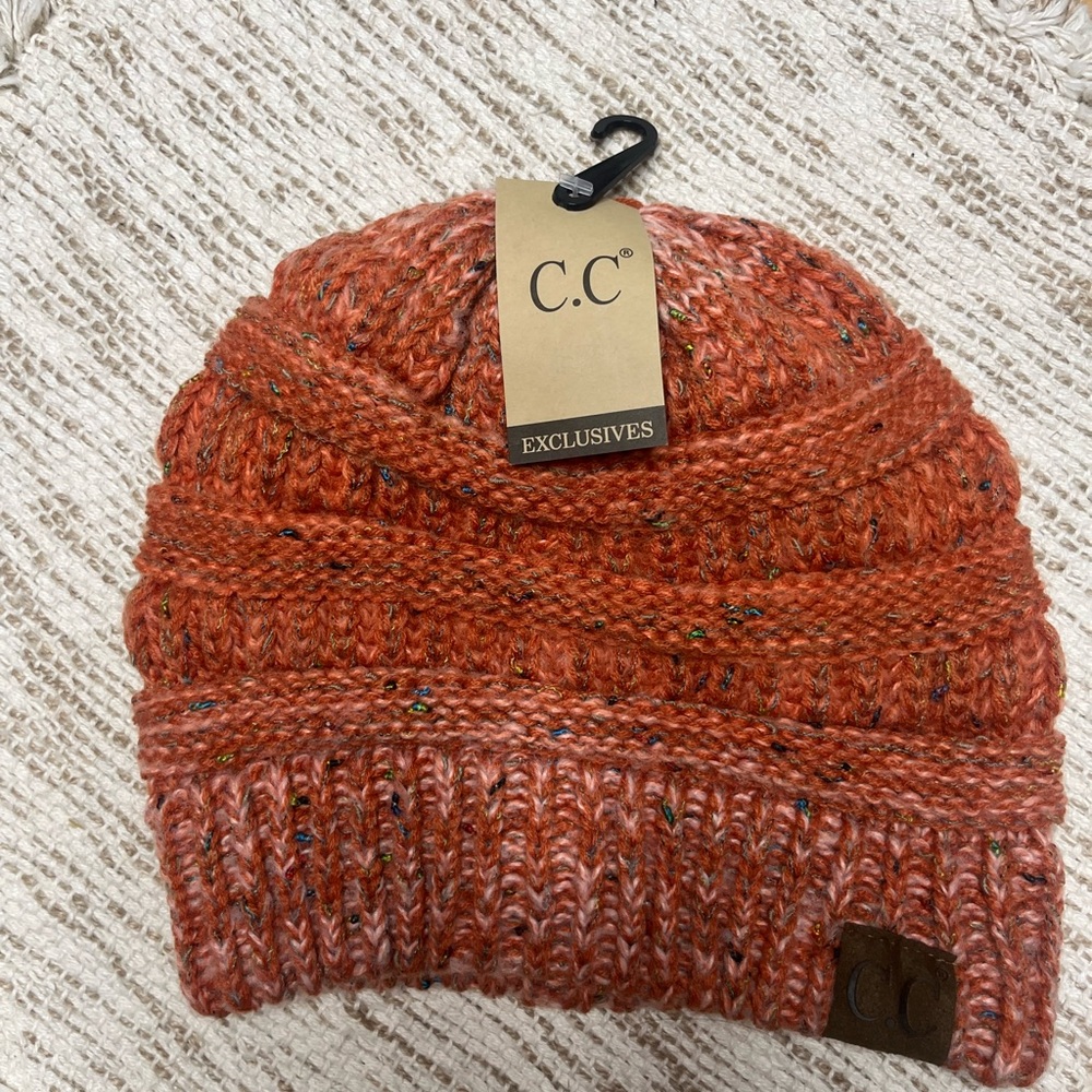 C.C Vibrant Orange Knit Beanie